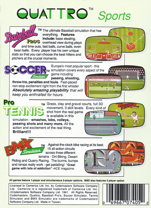 Quattro Sports (Homebrew) — Box back